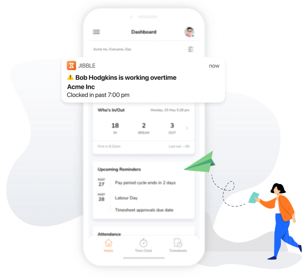 Notification sur mobile concernant les heures supplémentaires