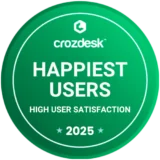 Crozdesk - High User Satisfaction (Happiest Users) 2025 Crozdesk - High User Satisfaction (Happiest Users) 2025