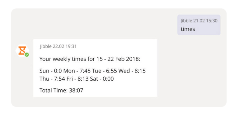 Notificação semanal de folhas de horas do Jibble via Microsoft Teams