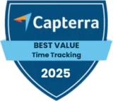 Capterra - Best Value (Time Tracking) 2025 Capterra - Best Value (Time Tracking) 2025