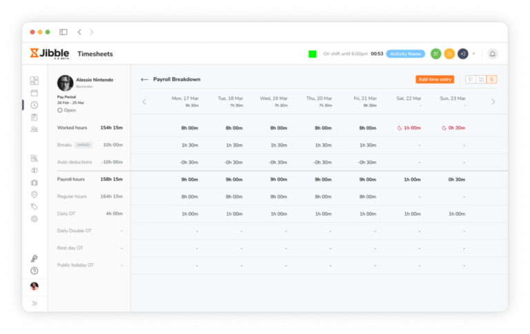 Timesheet on web