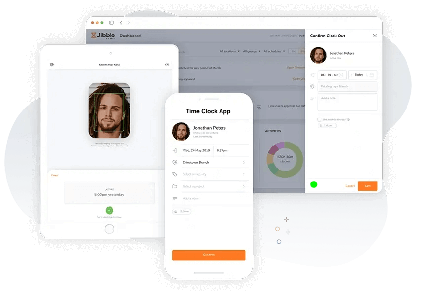 Application de pointeuse sur mobile, kiosque et web