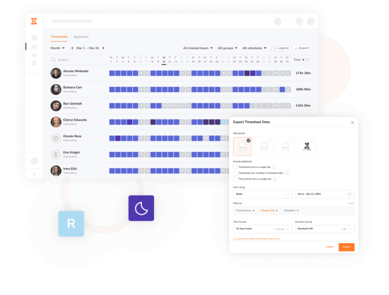 Exporting timesheet data for analysis