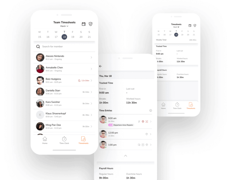 Application de feuille de temps sur mobile