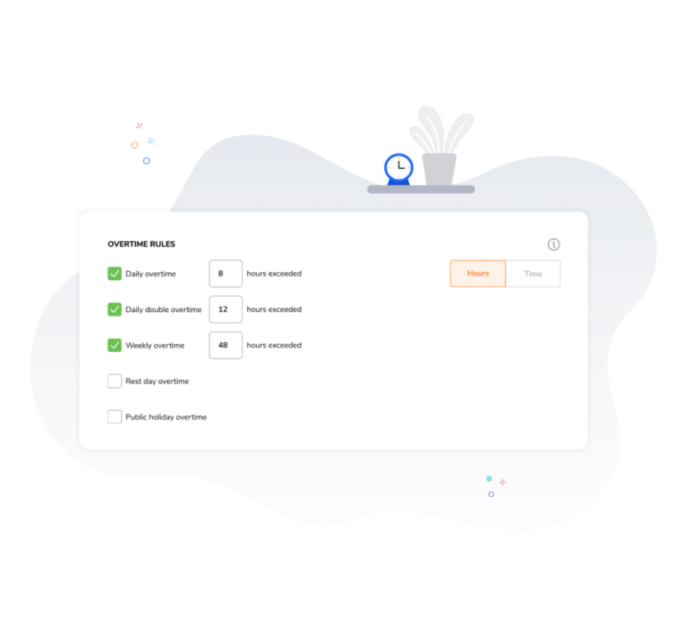 Overtime hours rules customization for timesheet