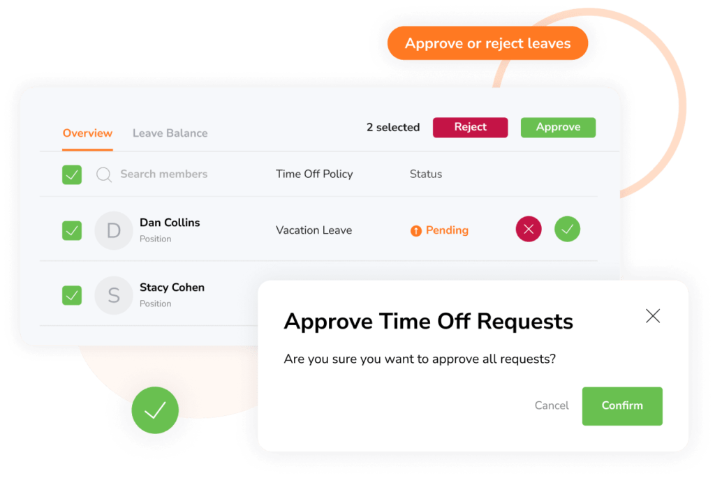 Approving or rejecting leave in Jibble