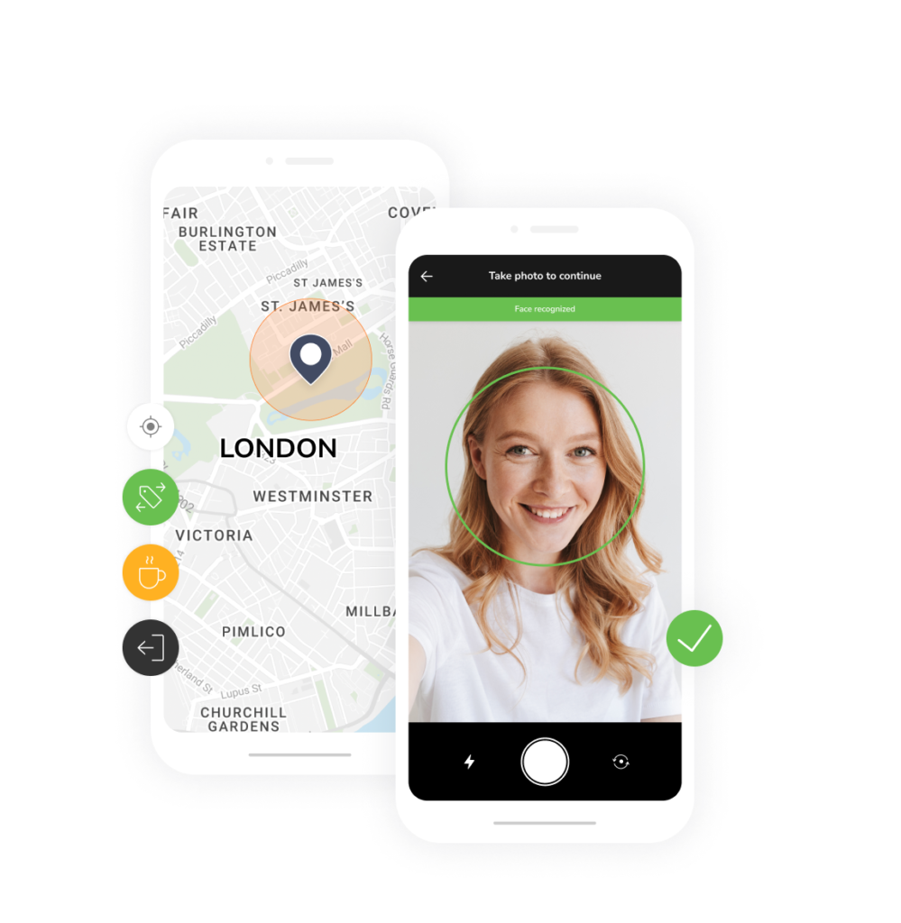 GPS Face recognition success for time tracking in London