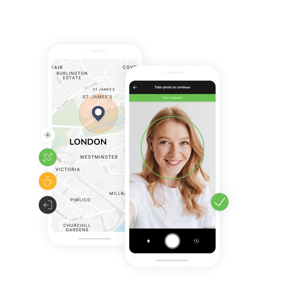 GPS Face recognition success for time tracking in London