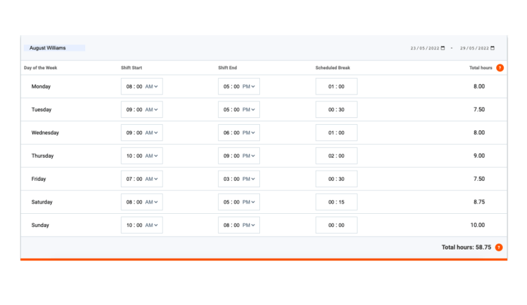 Old timecard layout