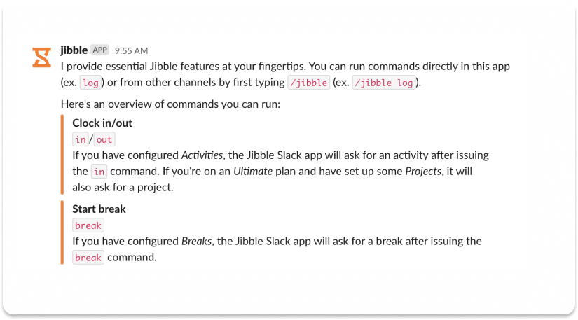 Typing help using bot commands on Slack