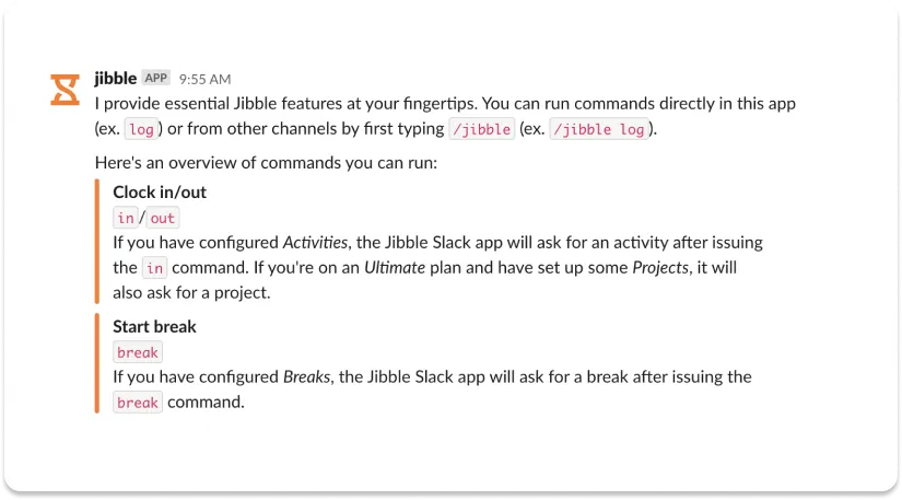 Typing help using bot commands on Slack
