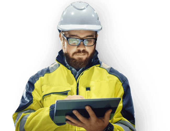 Construction worker using a timesheet software