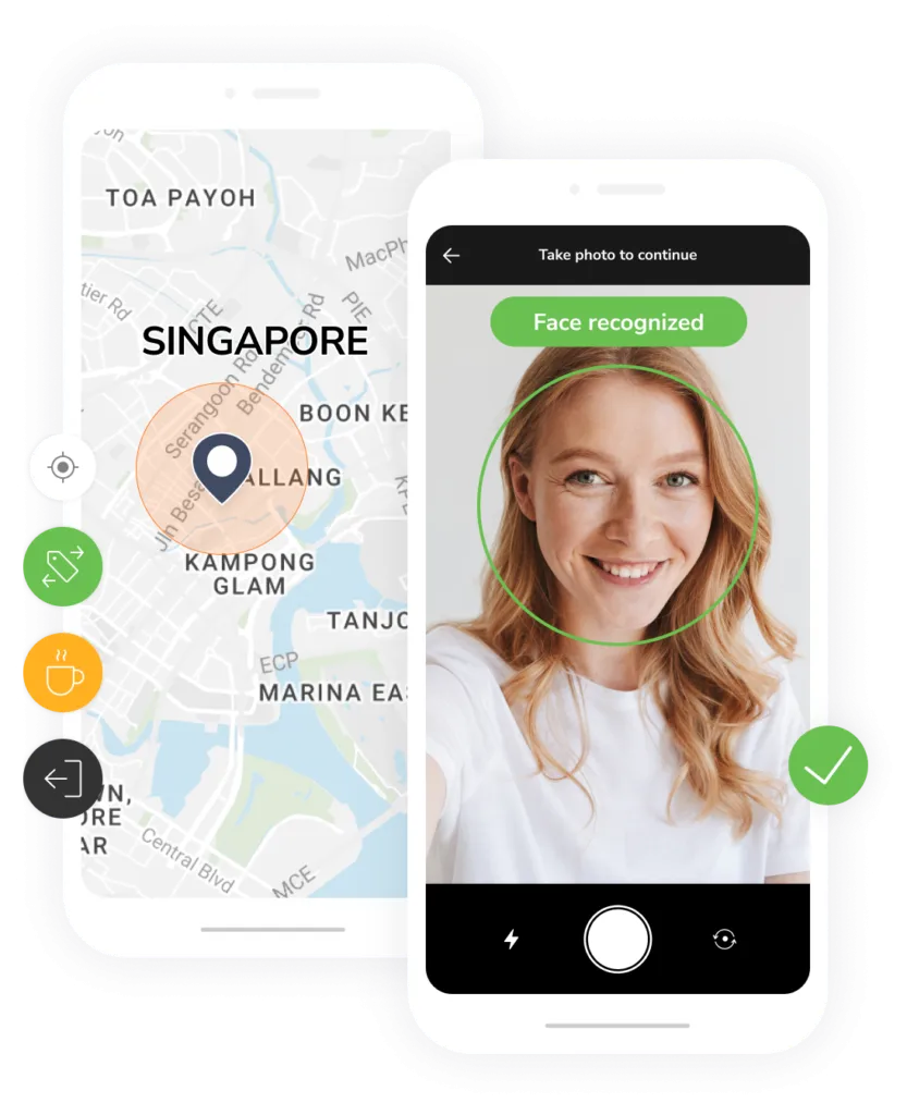 Time tracking on mobile using facial recognition and GPS for attendance tracking