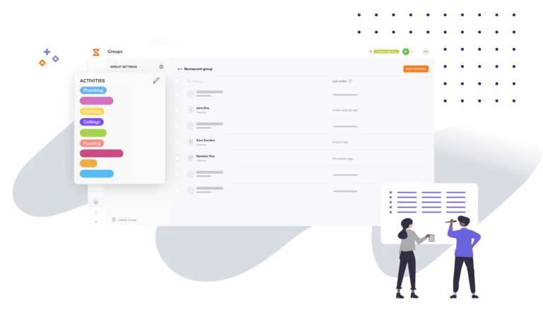 Overview of activities and projects on Jibble's project time tracker.