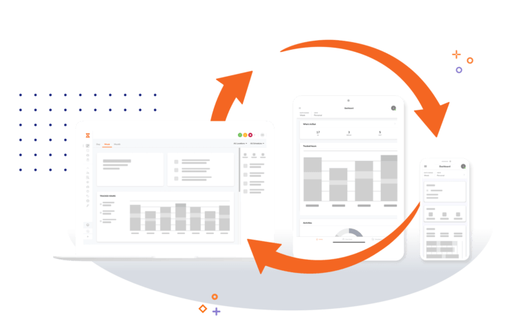 Tracking time on laptop, tablet and mobile.