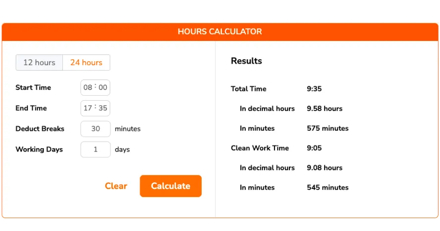 calculadora de horas trabalhadas