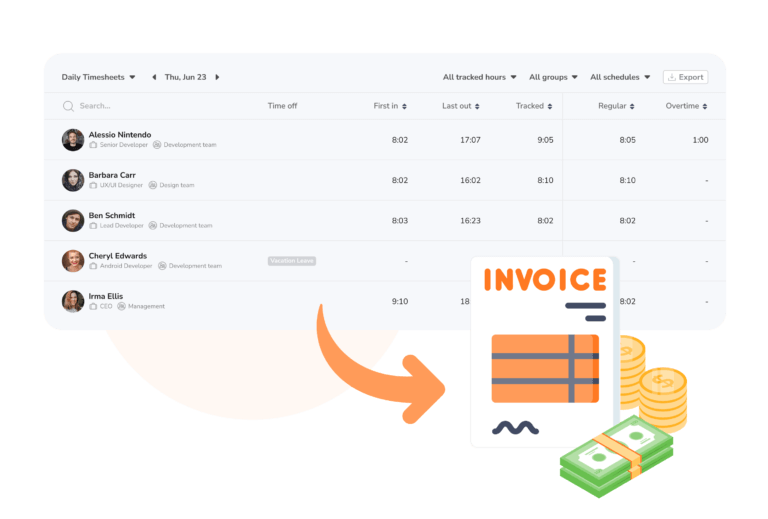 Jibble timesheet to invoices