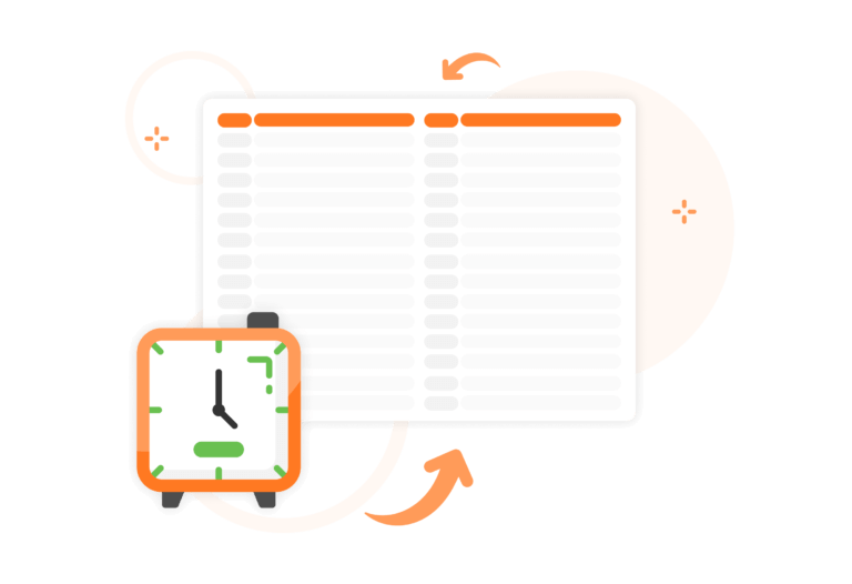 Blank daily timesheet with clock-in clock illustration