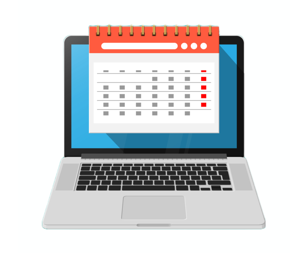 Laptop with real timesheet illustration