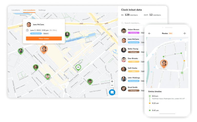 Itinéraires de localisation en direct