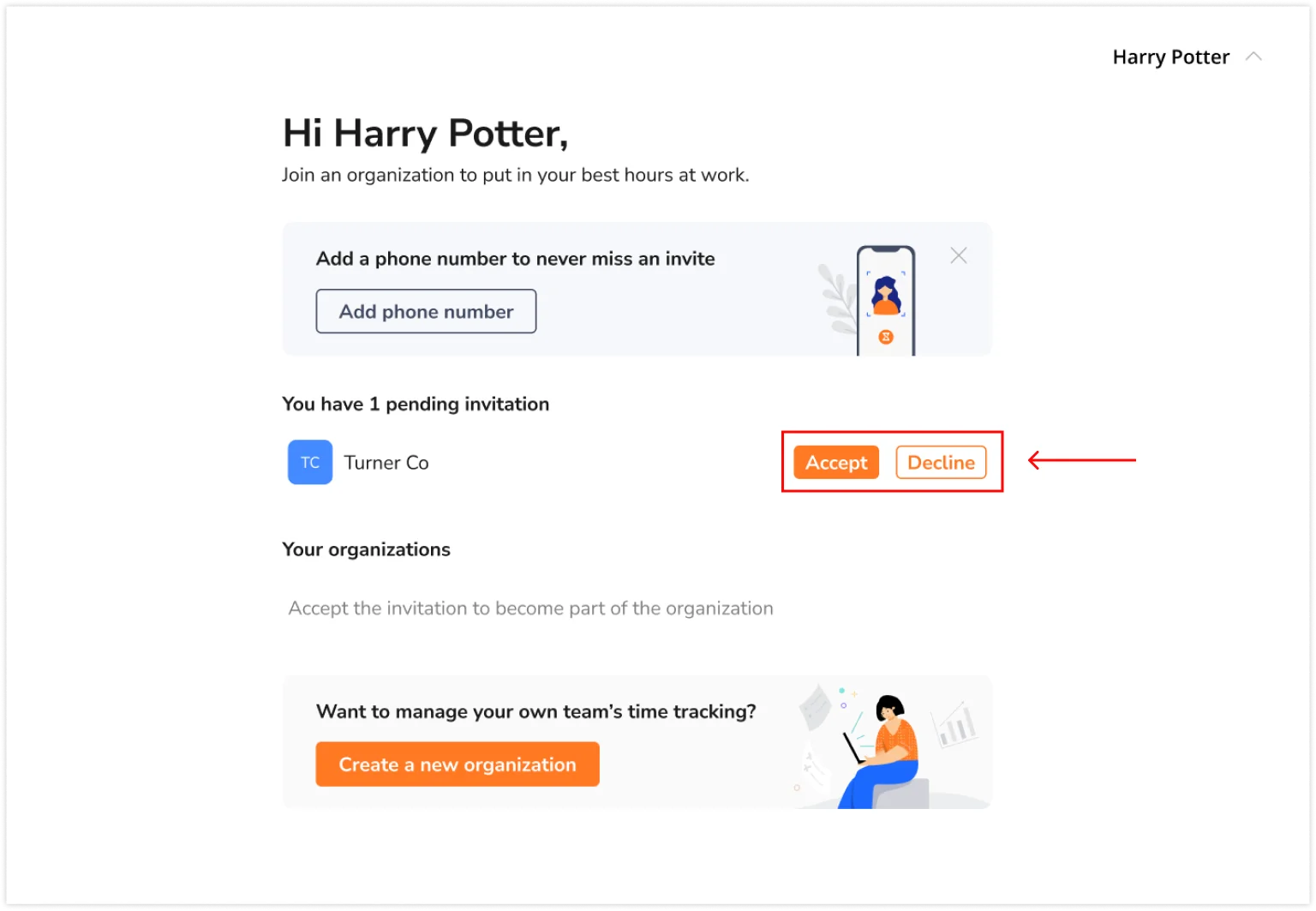Accepting invites via account page on web