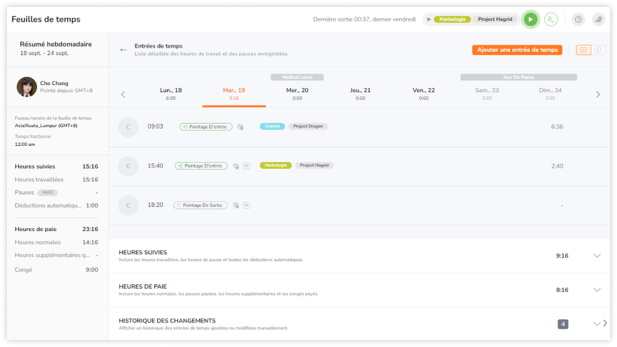 Viewing activities in timesheets and reports