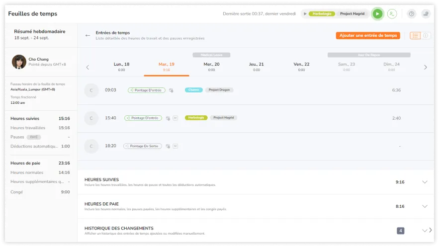 Viewing activities in timesheets and reports