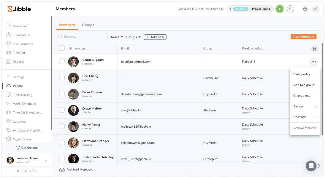 Adding a member to a group via members tab