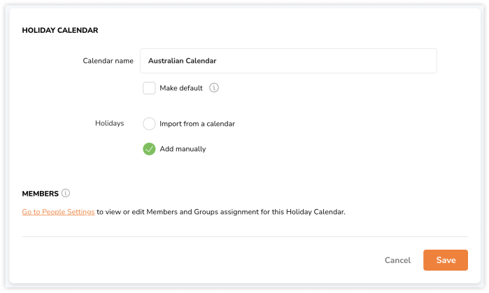 Adding calendars manually in Jibble