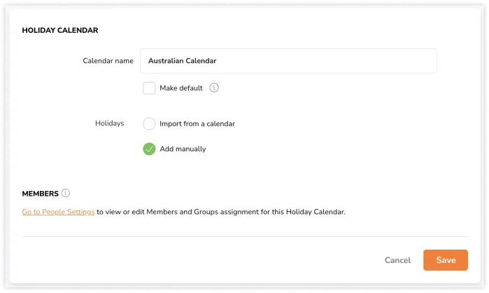 Menambahkan kalender secara manual di Jibble