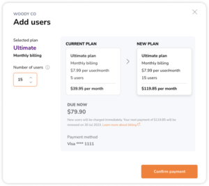 Adding more seats or users to paid plans