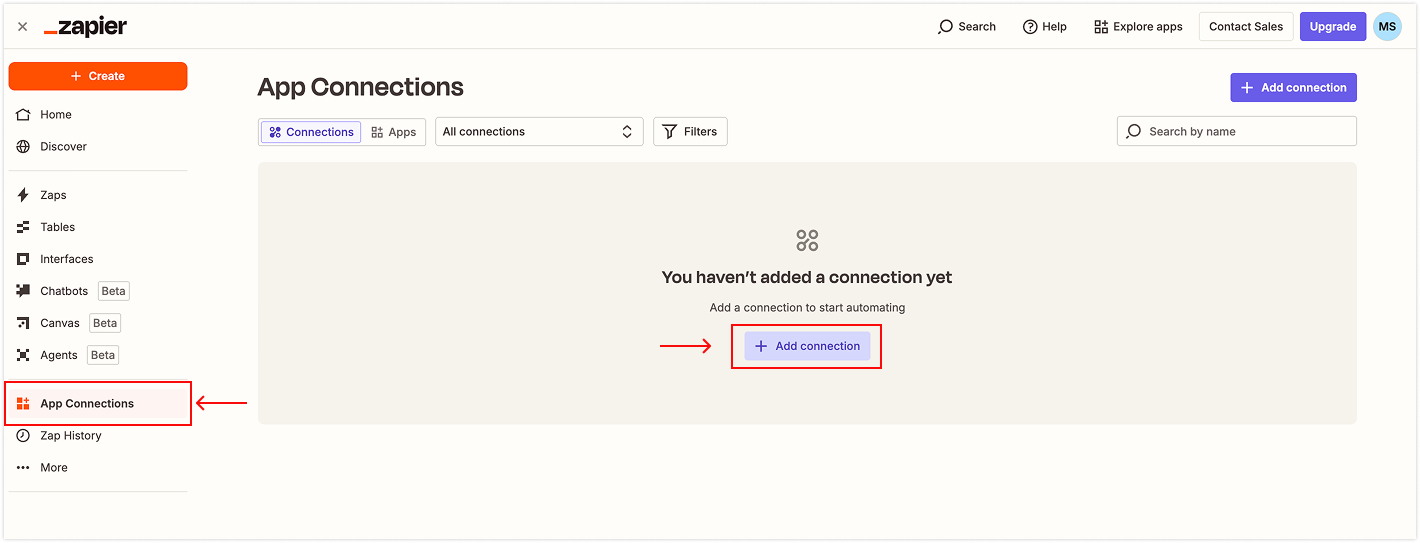 Connections d'applications sur Zapier