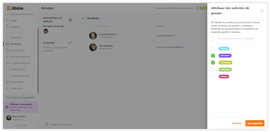 Assigning activities to groups of people