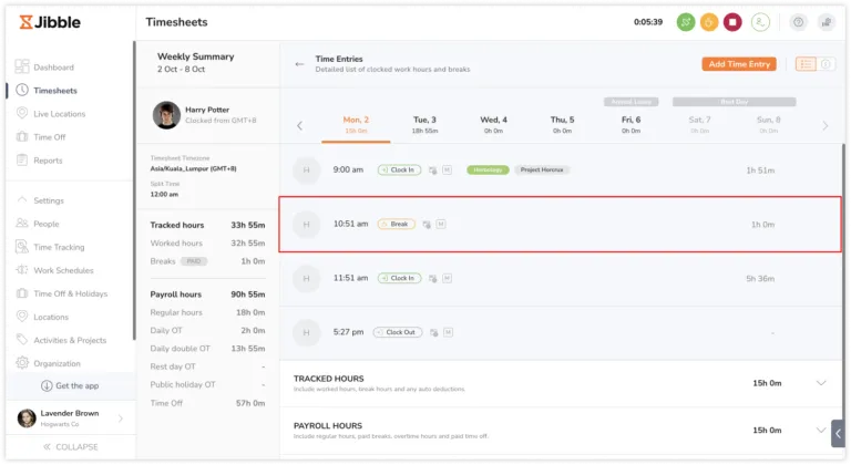 Jeda entri pada lembar waktu di aplikasi web