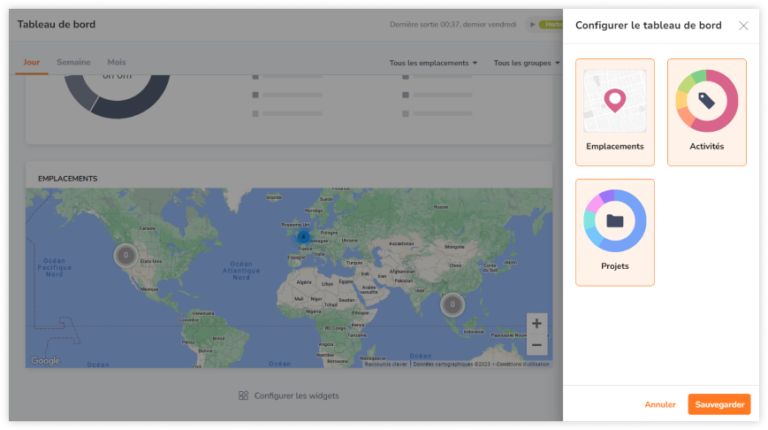 Configure widgets on the dashboard