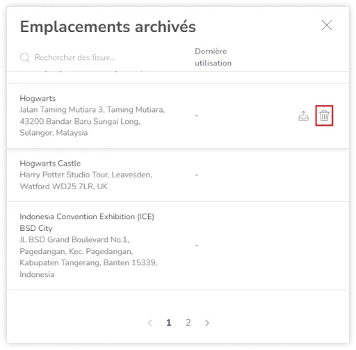 Permanently delete archived locations