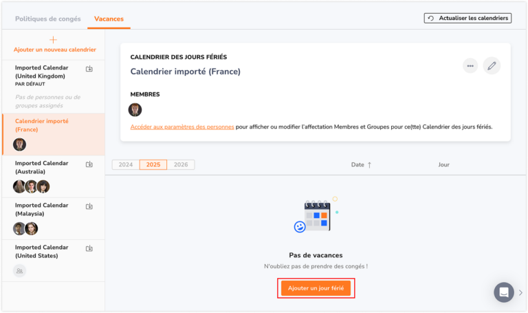 Ajouter manuellement des jours fériés pour la France