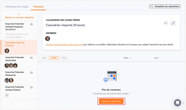 FR Manually adding holidays