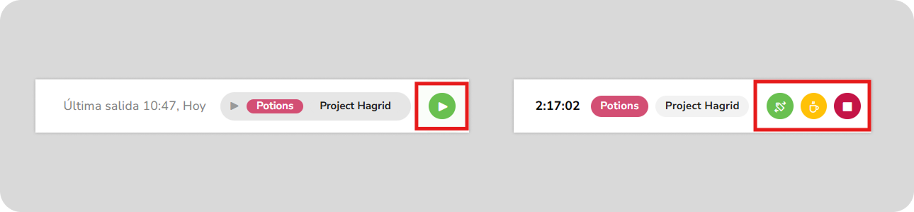 Buttons to clock in and out on webapp