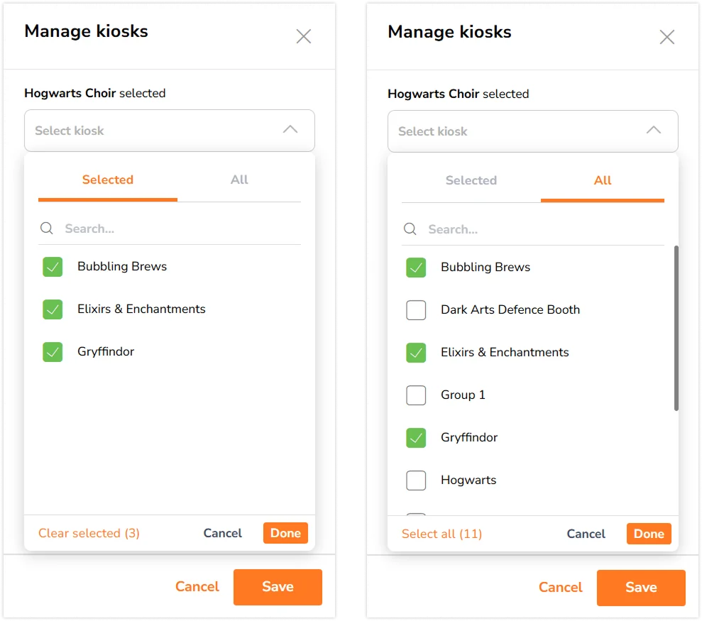 Selected and all tab in sidebar