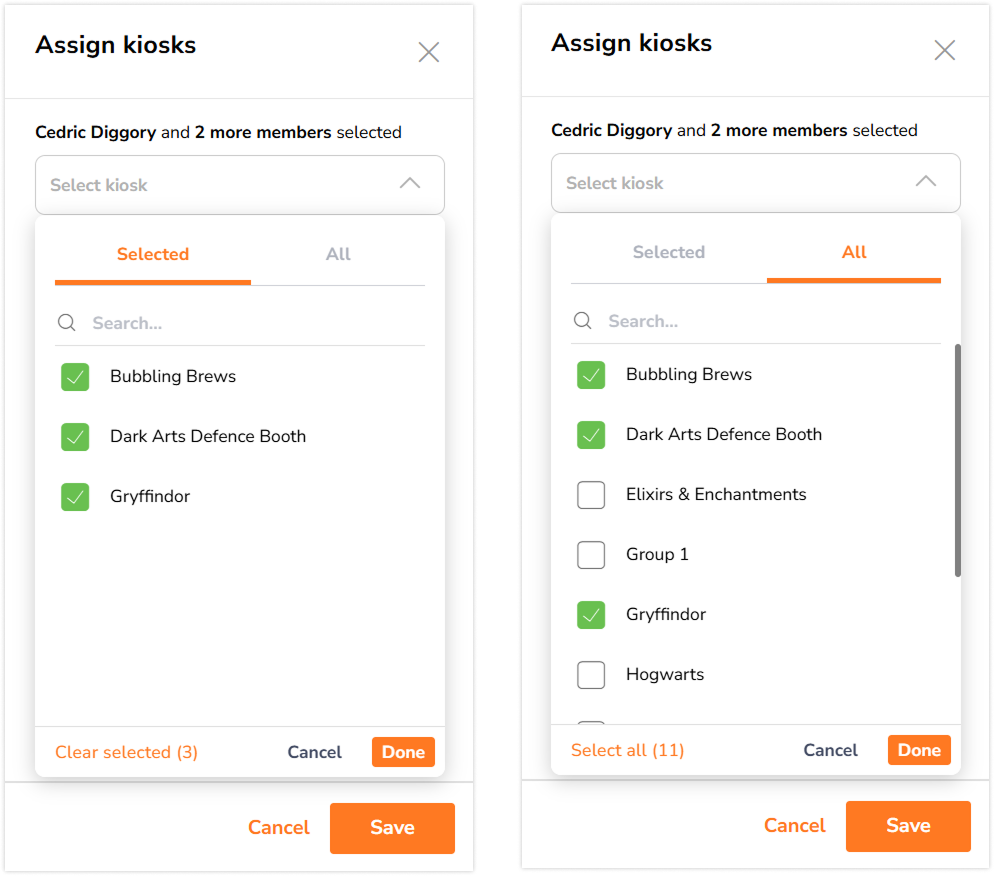 Selected and all tab in sidebar