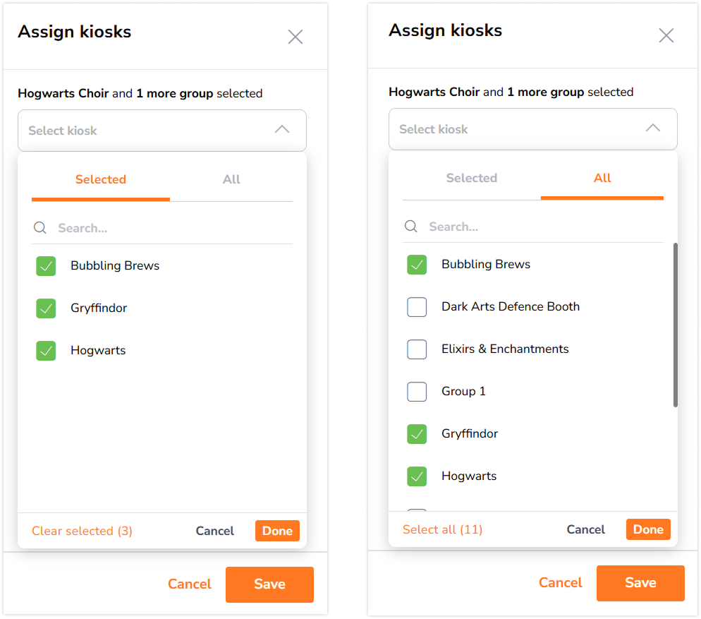 Selected and all tab in sidebar