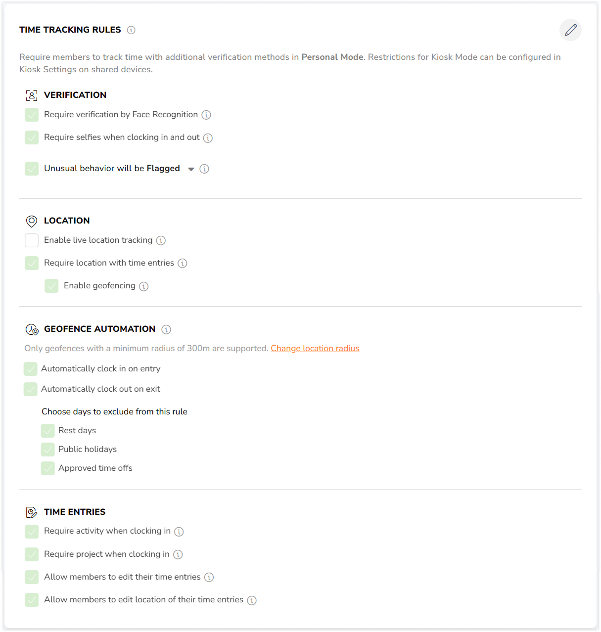 Custom time tracking rules