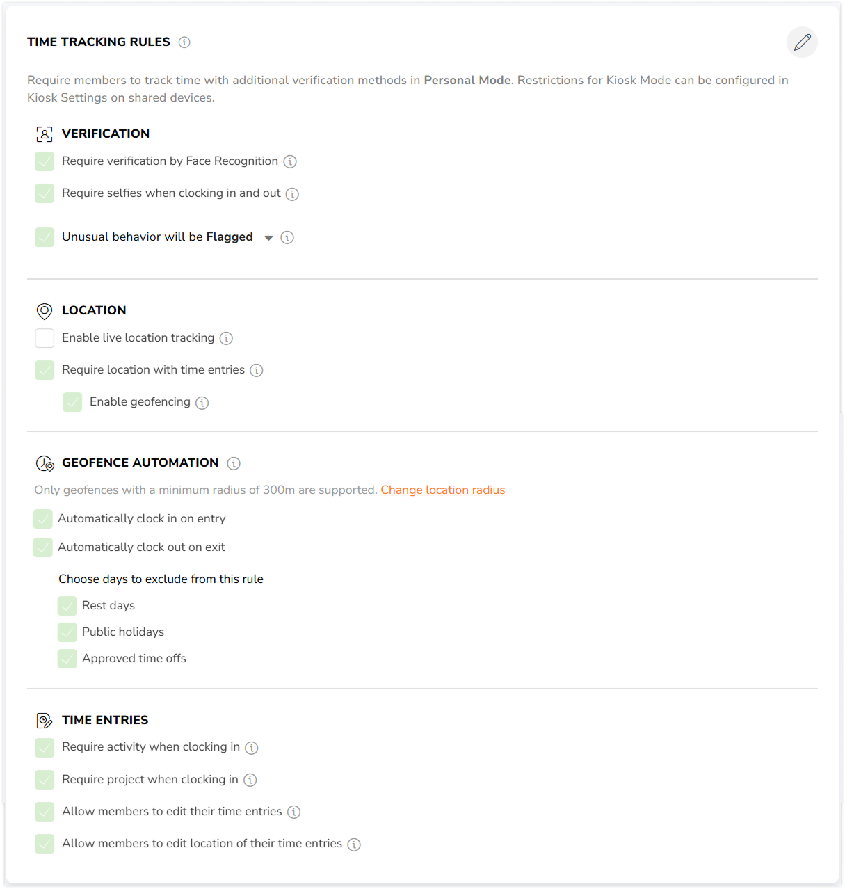 Custom time tracking rules