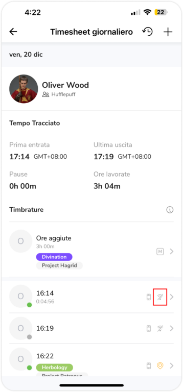 Offline time entry