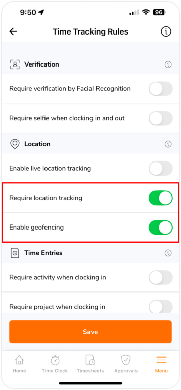 Enabling geofencing on mobile