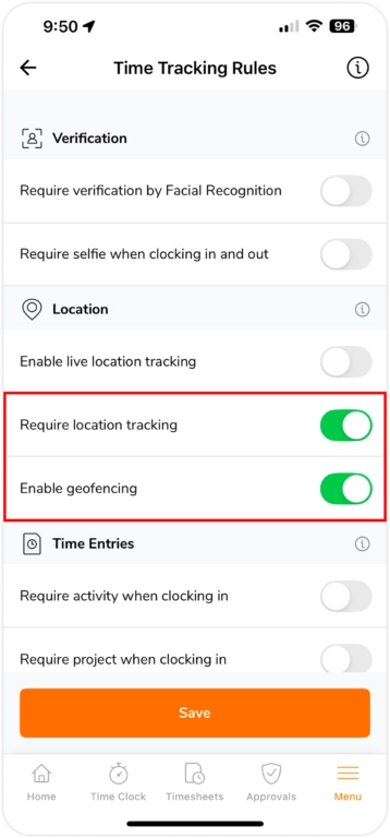 Enabling geofencing on mobile