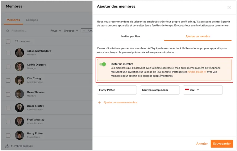 Enable invite member toggle