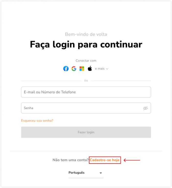Cadastre-se hoje