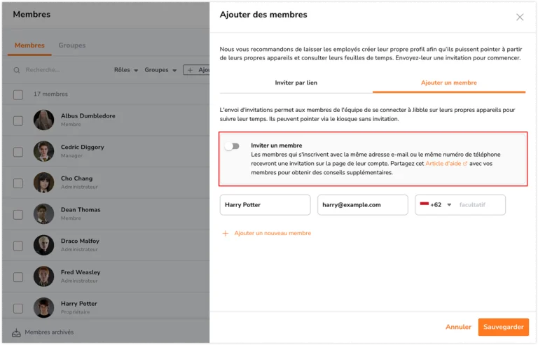Disable invite member toggle